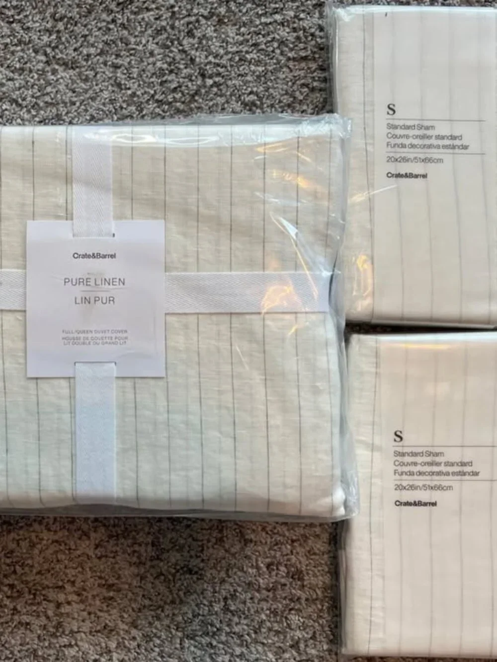 NWT Crate&Barrel Linen Full/Queen Duvet Cover and Pillow Shams
